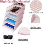 Natwind 4-Tier Stackable Metal Mesh Desk Paper Tray Organizer,Pink - Image 3