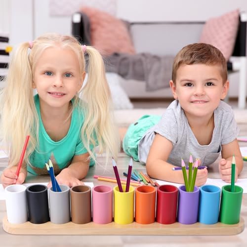 Wooden Colored Pencil Holder, Crayon Organizer 11 Movable Compartments - Image 5