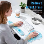 Ospelelf Mouse Pad with Wrist Rest Set Gel Ergonomic Keyboard Wrist Support Anti-Slip Rubber Bottom Office Women Desk Accessories for Computer, Laptop and Gaming, Ice Blue - Image 5