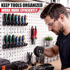 Novabright 6 Pieces Pegboard Organizer Accessories Set, Screwdriver Holder and Double Hole Pliers Holders, Pegboard Tool Hangers for Screwdrivers, Pliers, Scissors Wall Garage Workshop Storage (Black) - Image 6