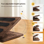 Adjustable Foot Rest for Under Desk at Work - Office Desk Wooden Footrest with Foam Cushion Pad, 4 Heights & Ergonomic Anti-Slip Design for Home (Walnut) - Image 4