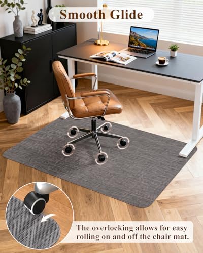Soimeat Office Chair Mat for Hardwood Floor, 35.4" x 47.2" Non-Slip Desk Computer Chair Mat, PVC Floor Mat for Rolling Chair, Heavy Duty Wood/Tile Floor Protector Desk Rug for Home, Dark Grey - Image 4