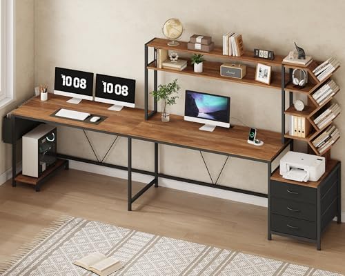 63" L Shaped Desk with Bookshelf, Drawers and Hutch for Home Office - Image 4