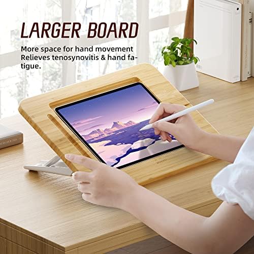 AFOOYO Wooden Tablet Drawing Stand - Adjustable 5 Angles for Laptop,Book Reading Stand, Compatible with 12.9/13inch iPad Pro with iPad Case Version(3rd - 7th Gen) - Image 3