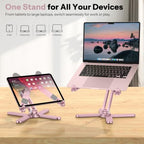 OMOTON LA10 360° Rotating Laptop Stand Riser Foldable for Desk, Pink - Image 6