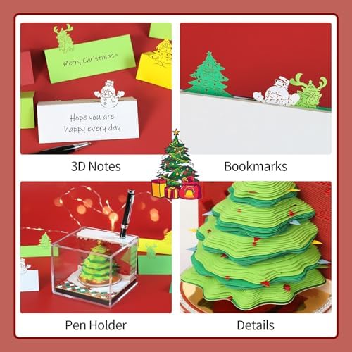 3D Calendar 2027,Time Piece Calendar 2027,Christmas tree 3D Art Notepad Calendars,3D Memo Pad,Tear Away Calendars,Christmas Gift,New Year Gift (Green Christmas tree) - Image 4
