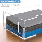 DINGHUO Legal Size File Organizer, Acrylic Protable Hanging File Organizer with Handles, Clear Storage File Folder Holder Filing Box Crate for Desk, School, Office Supplies - 1 Pack - Image 5