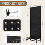 Eastern Tree Metal Pegboard Display Stand 2'x 5'with Base Plate, Pegboard Panels Display with Wheels, Peg Board Display Rack, Standing Pegboard Display with 30 Hooks - Black - Image 2