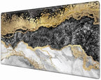 36x24 Mouse Pad Black and Gold Marble Giant Desk Mat XXXL Mousepad Extra Large Desk Pad Oversized Huge Computer Mat with Stitched Edges Non-Slip Rubber Base for Office Work Home Game by BBSujane