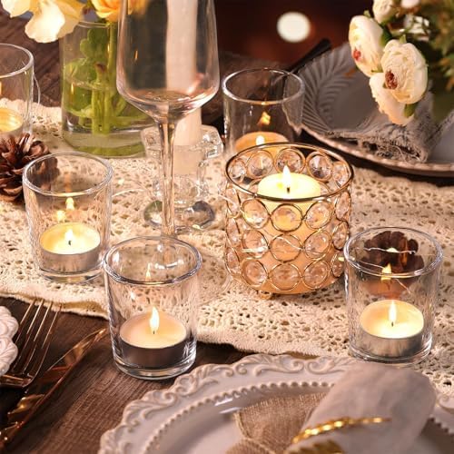 Letine 36-Pack Unscented Tealight Candles & Glass Votive Holders - Image 5