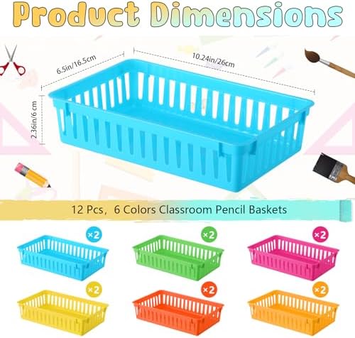 Wenqik Set of 12 Small Plastic Baskets for Organizing, Colorful - Image 2