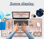 Large Mouse Pad, Office Desk Pad,Laptop Desk Table Protector Writing Mat, Ergonomic Extended Pink Leopard Mouse Pad, Keyboard Wrist Rest Support Set,Proverbs 31:25 Verse Desk Mat Gaming Mouse Pad - Image 7