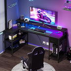 OLIXIS 47 Inch L Shaped Gaming Desk with LED Lights, Storage Shelves - Image 4