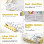 Clear Document Box, Portable A4 Paper Storage Organizer with Snap Latches, Stackable File Case for Certificates Photos Letter Size, Magazine Protector, 14.37" x 9.44" x 1.37" (2 Pack), Yellow - Image 3