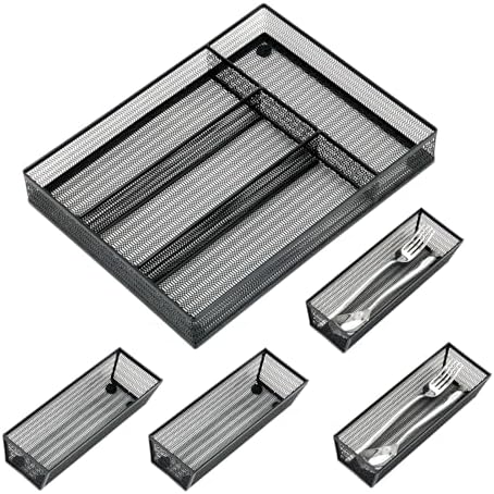 Neudeco Drawer Organizer Set, Black Mesh, 5 Pack by Neudeco