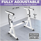 Liquid Stands Keyboard Stand w/ Wheels - Z Style Adjustable & Portable Professional Heavy Duty Digital Piano Stand - Fits 54-88 Key Electric Pianos - Sturdy Rolling Musical Keyboard Stand (White) - Image 2