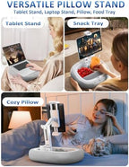 Tryone Tablet Pillow Holder & Laptop Stand : Lap Adjustable iPad Holder with Snack Bowl,Soft Plush Pillow & 360° Rotating Detachable Support Arm for 4.7-16.1 Kindle Phone Tablet Laptop (Gray) - Image 2