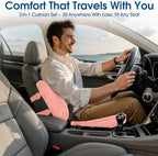 CloudBliss Ergonomic Seat Cushion & Lumbar Support Pillow Set, Pink, XL - Image 4