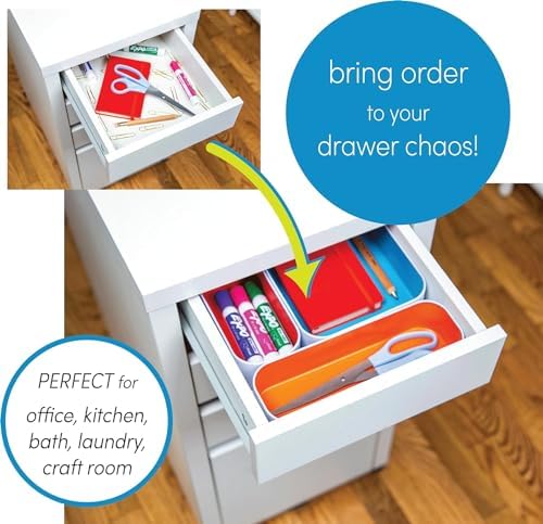 Three by Three Seattle Metal Stacking Bins Drawer Organizer, 6-Pc (Gray) - Image 2