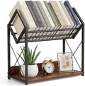 Desktop Bookshelf Organizer, 2 Tier Wood Desk Shelf for Tabletop Storage, Small Desktop Shelf for Office Home Dorm, Table Shelf Book Rack for Books/Supplies/Decor Display (Black) by Outink