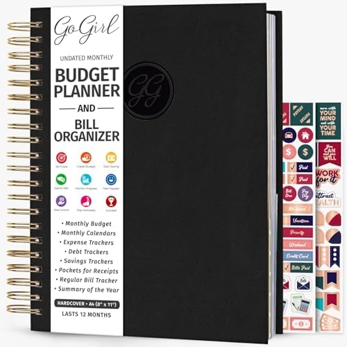 GoGirl Budget Planner & Monthly Bill Organizer with Pockets, Black by GoGirlPlanner
