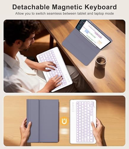 for Samsung Galaxy Tab S11 Ultra 14.6 Inch 2025 Backlit Keyboard Case, Galaxy Tablet S11 Ultra Case Keypad with S Pen Holder, 7-Color Backlight Keyboard for Samsung Tab 14.6'' SM-X930/X936B, Lavender - Image 4