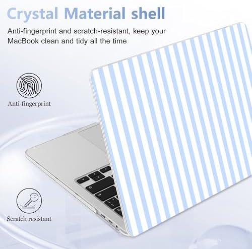 for MacBook Pro 16 inch Case 2019 2020 Release Model A2141, Plastic Hard Shell Cover with Keyboard Cover & Screen Protector for MacBook Pro 16 inch with Touch Bar, Blue & White Stripes - Image 6