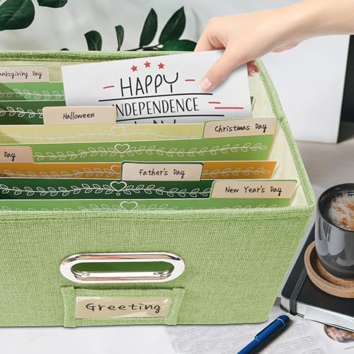 Vienrose Greeting Card Organizer Box Grass Green 2 Pack with 20 Dividers - Image 2
