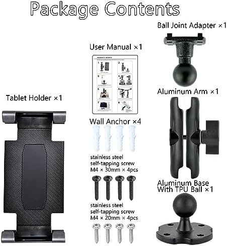 VAUBORTTI Aluminum Arm Heavy Duty Tablet Mount Drill Base - for 6.5"-12.9" Tablet iPad Pro/Mini, iPad Holder for Truck, Car,Dashboard,Desk,Wall-Swivel with 1 inch/25mm Ball Joint (Pack of 2) - Image 4