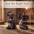 Elephant Bookends - Heavy Duty Bookends for Shelves Decorative - Gold Elephant Decor and Resin Animal Bookend - Heavy Book Ends for Kids - Vintage Unique Decorative Book Ends - 4 x 4 x 7 Inches - Image 5