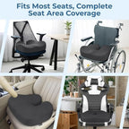 5 STARS UNITED Seat Cushion - Memory Foam Chair Cushion for Tailbone Pain Relief - Ergonomic Support for Coccyx, Sciatica & Butt - Office, Desk & Gaming Chair, Car Seat, Wheelchair, Dark Gray Mesh - Image 5