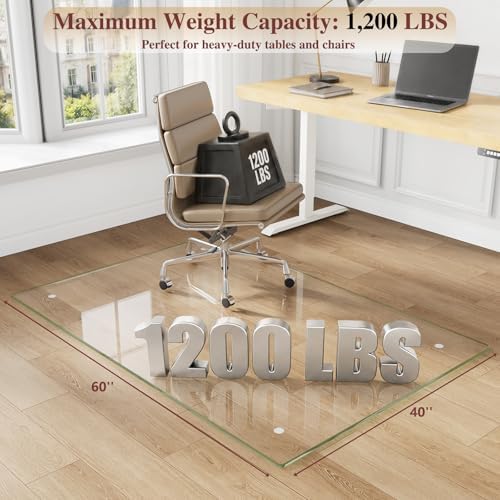 Tempered Glass Chair Mat for Carpet, 40"x60" Clear Floor Mat - Image 2