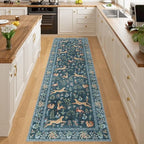 DUKINO 2x10 Kitchen Runner Rug, Soft Non Slip Animal Washable Rug, Blue - Image 6
