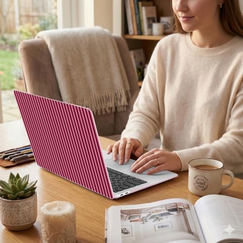 DONGKE Case for MacBook Air 13 Inch (2021-2018 Models A2337 M1/A2179/A1932), Red & Pink Stripes Hard Shell Case with Keyboard Protector, Compatible with Retina Display and Touch ID - Image 5