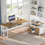 Tribesigns Modern File Cabinet with Drawers for Letter-Sized File and Door, Lockable lateral Filing Cabinet Printer Stand with Storage Shelves and with Rolling Caster for Home Office (Light Walnut) - Image 5