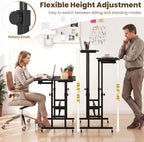 GIANTEX Mobile Standing Desk, Adjustable Rolling Computer Desk, Black - Image 3