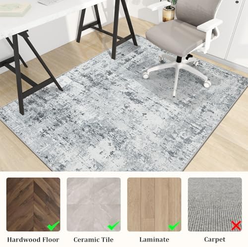 chakme Office Chair Mat for Hardwood Floor, 60"x45" Easy Glide Computer Desk Mat Protector for Rolling Chair Under Desk Rug Nonslip Backing, Machine Wash, (Boho) - Image 3