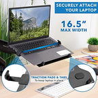Mount-It! Laptop Tray for Monitor Arm, VESA Laptop Mount Tray for 75x75 & 100x100 Monitor Arms, Ventilated Steel Notebook Holder with Adjustable Clips, Fits Laptops up to 16.5" Wide - Image 6