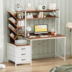 YOMILUVE 52" Computer Desk with Bookshelf, 3 Drawers ＆ Hutch for Bedroom - Image 3