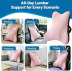 Lumbar Support Pillow, Memory Foam Back Cushion for Car & Office Chair - Pink - Image 6