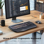 MEETION Wave Ergonomic Keyboard and Mouse Combo with Wrist Rest, Black - Image 2