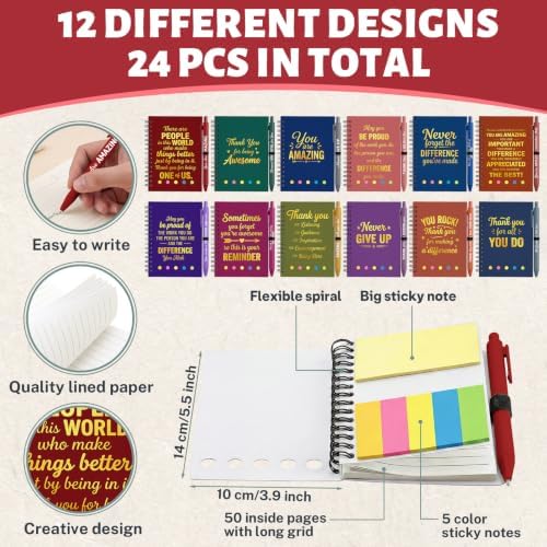 Sprial Notebooks with Pens Bulk, 48 Pack, 5.5 x 4.7 Inch Gratitude - Image 4