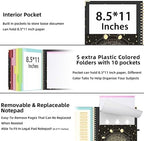 Ospelelf Clipboard with Storage 8.5 X 11，Padfolio Organizer, Spiral Portfolio Letter Size with Notepad, Pen Holder, 5 Extra Folder Divider Pages, Elastic Closure Nurse Office Essentials (Moon) - Image 3