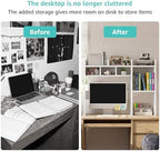 NUTIKAS Desk Hutch White Desktop Bookshelf Shelf - 37 Inch Computer Desk Organizer for Dorm Room, Wood Storage Rack for Home Office Desktop Display Shelves, Small Bookcase for Top of Desk - Image 5
