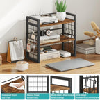ELITEROO Desktop Shelf Organizer, 2 Tier Wood Desk Bookshelf, Rustic Brown - Image 4