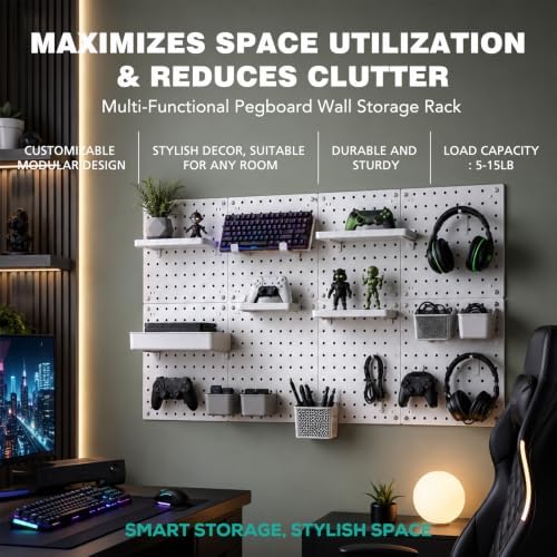 12 Pcs Peg board, Pegboard Wall Organizer Panels, White Pegboard - Image 5