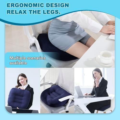 Office Chair Cushions for Back and Butt, Ergonomic Chair/Seat Cushion for Long Sitting, Sitting Pillow for Automobile, Wheelchair, Computer, Office Chair Hip Support (Blue) - Image 5