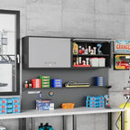 Fesbos Metal Storage Cabinet Black&Gray Wall Cabinets with Shelf and Locking Door - Wall Mounted Storage Cabinet for Garage Warehouse Home Office - Assembly Required - Image 5