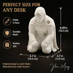 Warrior Pen Holder for Desk, Fallen Hero Pencil Holder, White Resin - Image 2