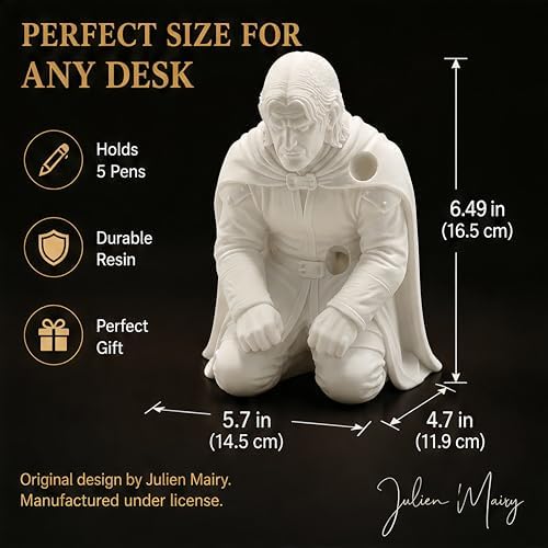 Warrior Pen Holder for Desk, Fallen Hero Pencil Holder, White Resin - Image 2